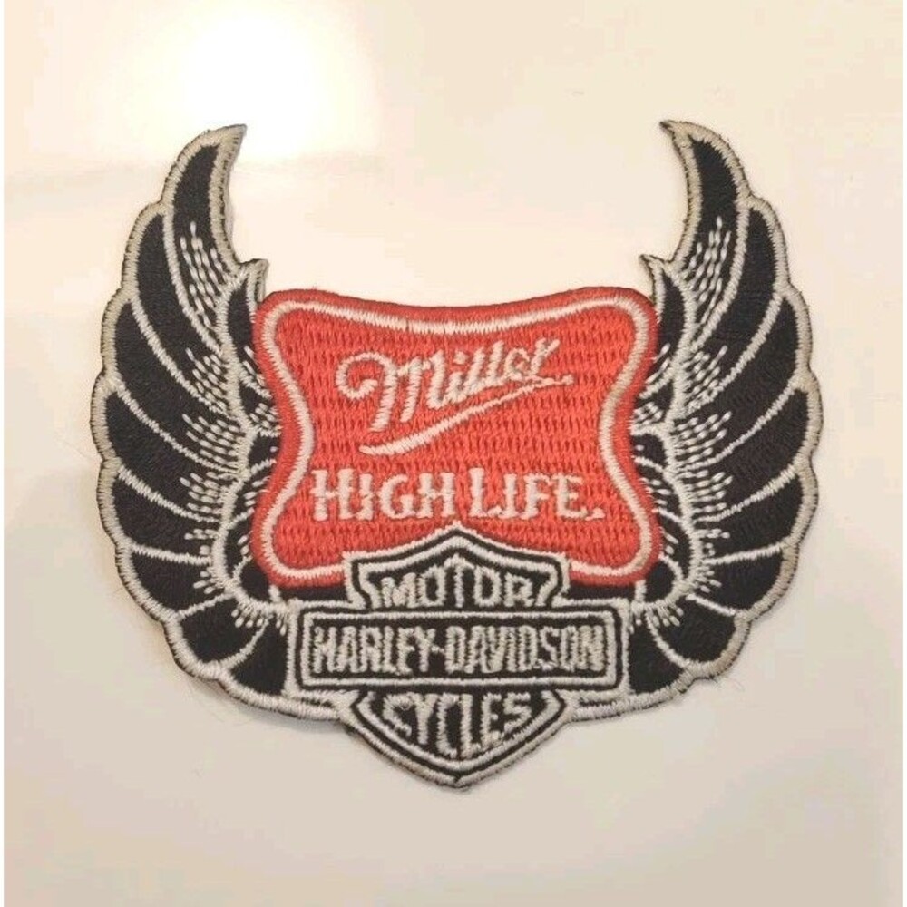 Miller High Life Harley Davidson Motorcycle Biker Vest Patch Bar Sign VTG Used